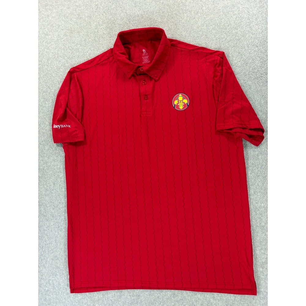 St Louis Cardinals Fleur De Lis Screened Logo Baseball Polo Shirt (Men's XL) Red